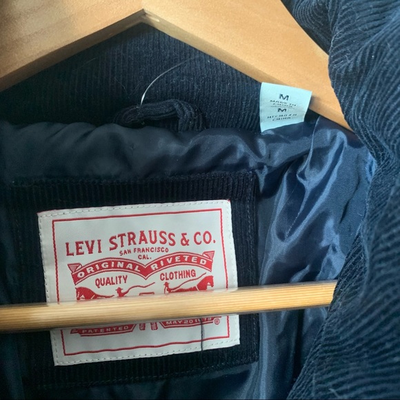LEVI'S | Corduroy Rustic Thick Zip Up Puffer Down Bomber Coat Jacket - Picture 4 of 4